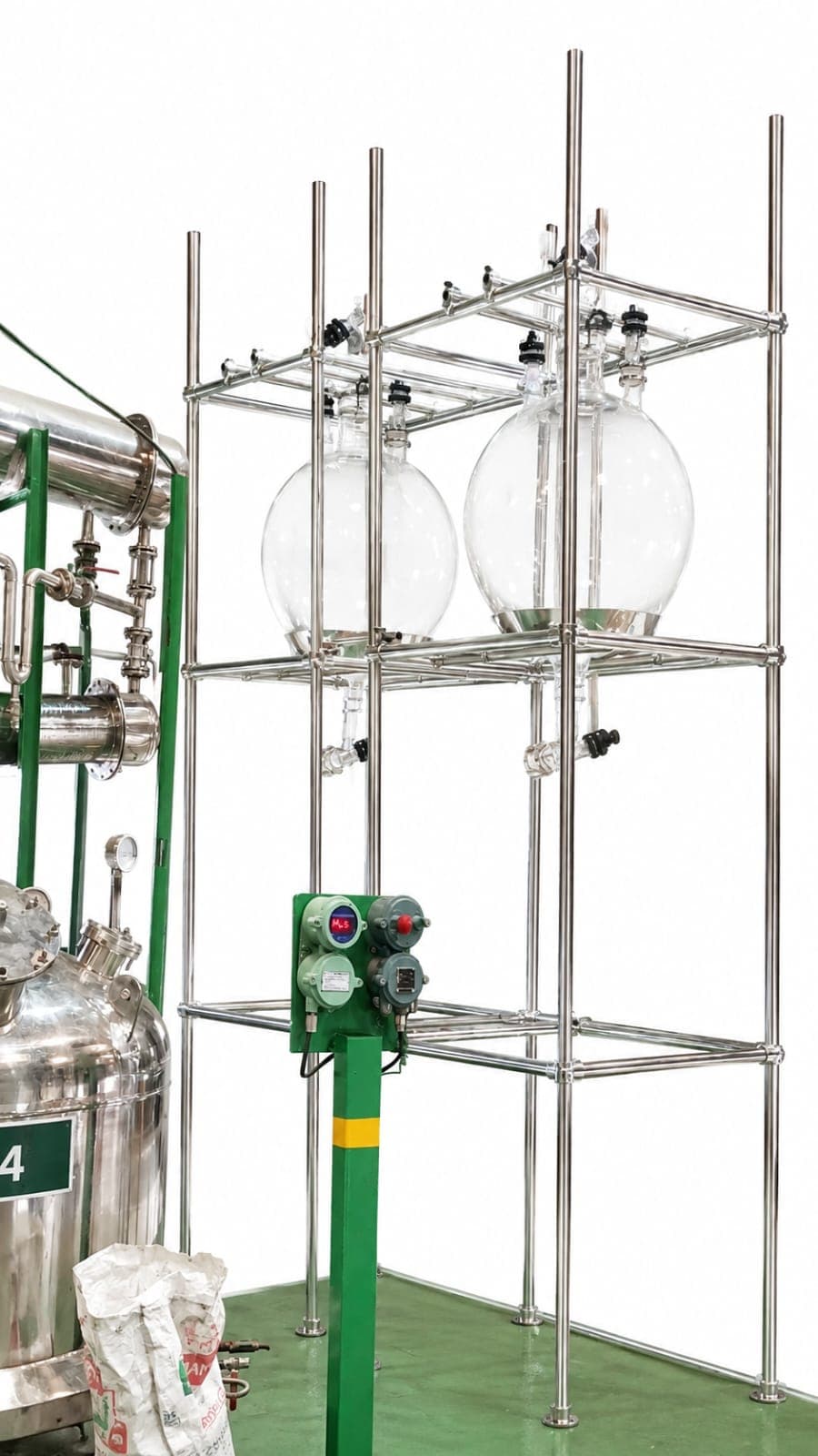 200L reactor addition vessel closeup — Sugven Naturals, Ongole