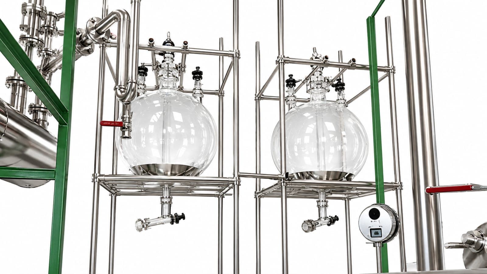 200L glass addition vessel on SS frame — Sugven Naturals, Ongole
